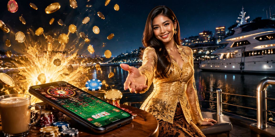 Pengguna Malaysia menggunakan aplikasi kasino dalam talian 218 dengan pakaian tradisional kebaya